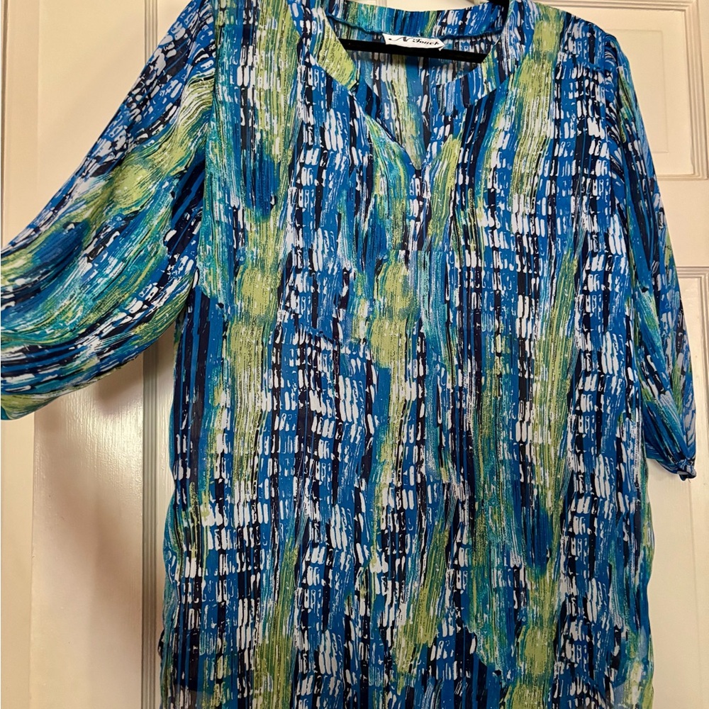 N Touch Blue and Green Women's Blouse
